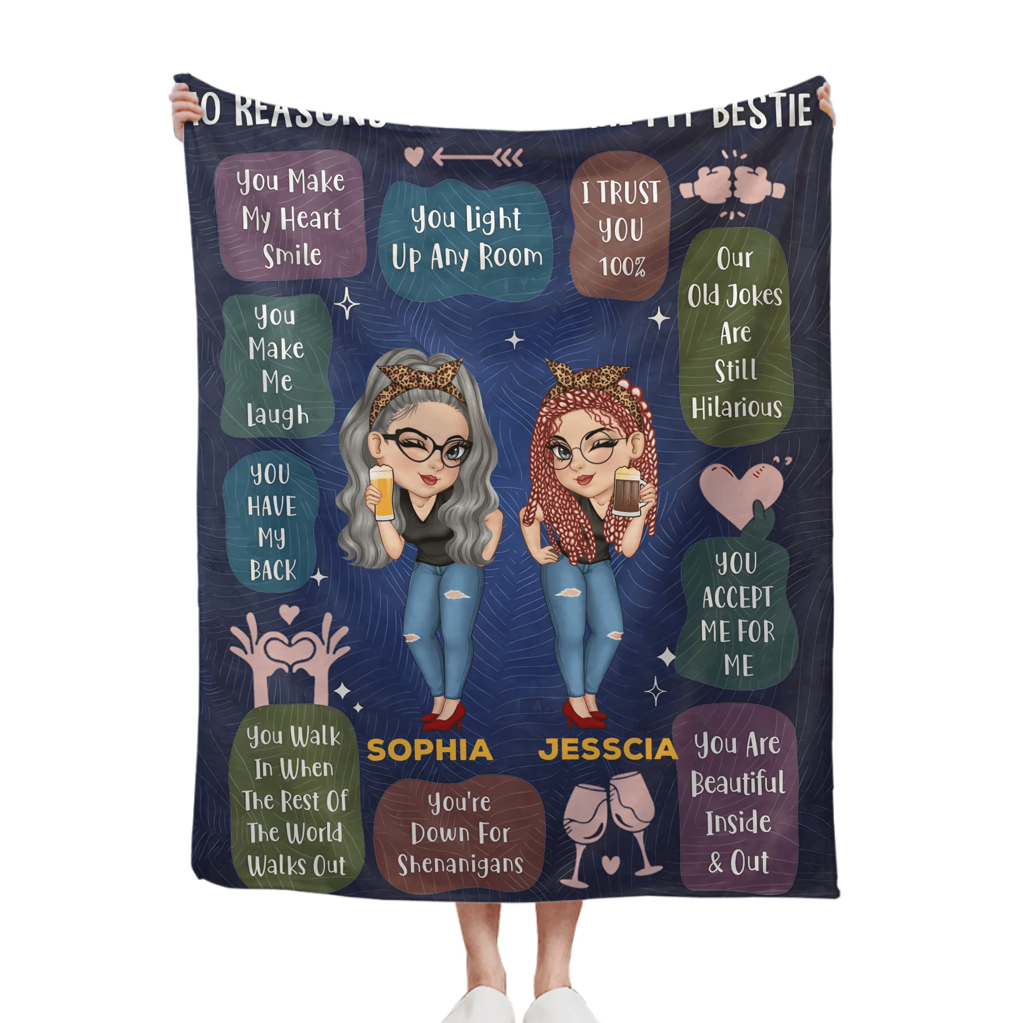 '10 Reasons Why You're My Bestie' Customized Blanket - Gift For Besties - OLESA