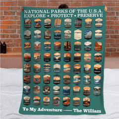 63 National Parks Customized Blanket - Personalized Name And Title - Gift For Nature Lovers, Parks Lovers - OLESA