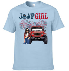 Custom Independence Day 4th Gift T-shirt - Personalised Girls Names and Images Jeep Girl Themed Clothes -  A Gift For Girl,Sister,Friend,BFF,Jeep Lovers