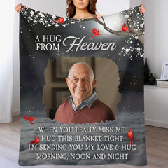 A Hug From Heaven Customized Blanket - Personalized Memory Photo