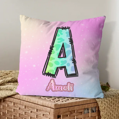 Custom Leopard Initial Throw Pillow - Personalized Letter Cushion with Name - Gift for Girls & Boys