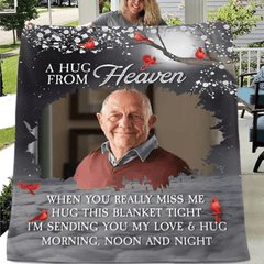 A hug from heaven - a personalized photo flannel blanket - OLESA