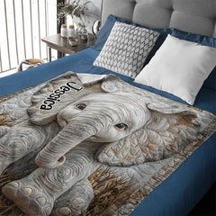 Adorable Elephant - Personalized Elephant Blanket - OLESA