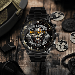 American Flag Skeleton Customized Watch - Personalized Name Skull Watch - OLESA