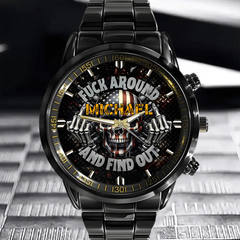 American Flag Skeleton Customized Watch - Personalized Name Skull Watch - OLESA