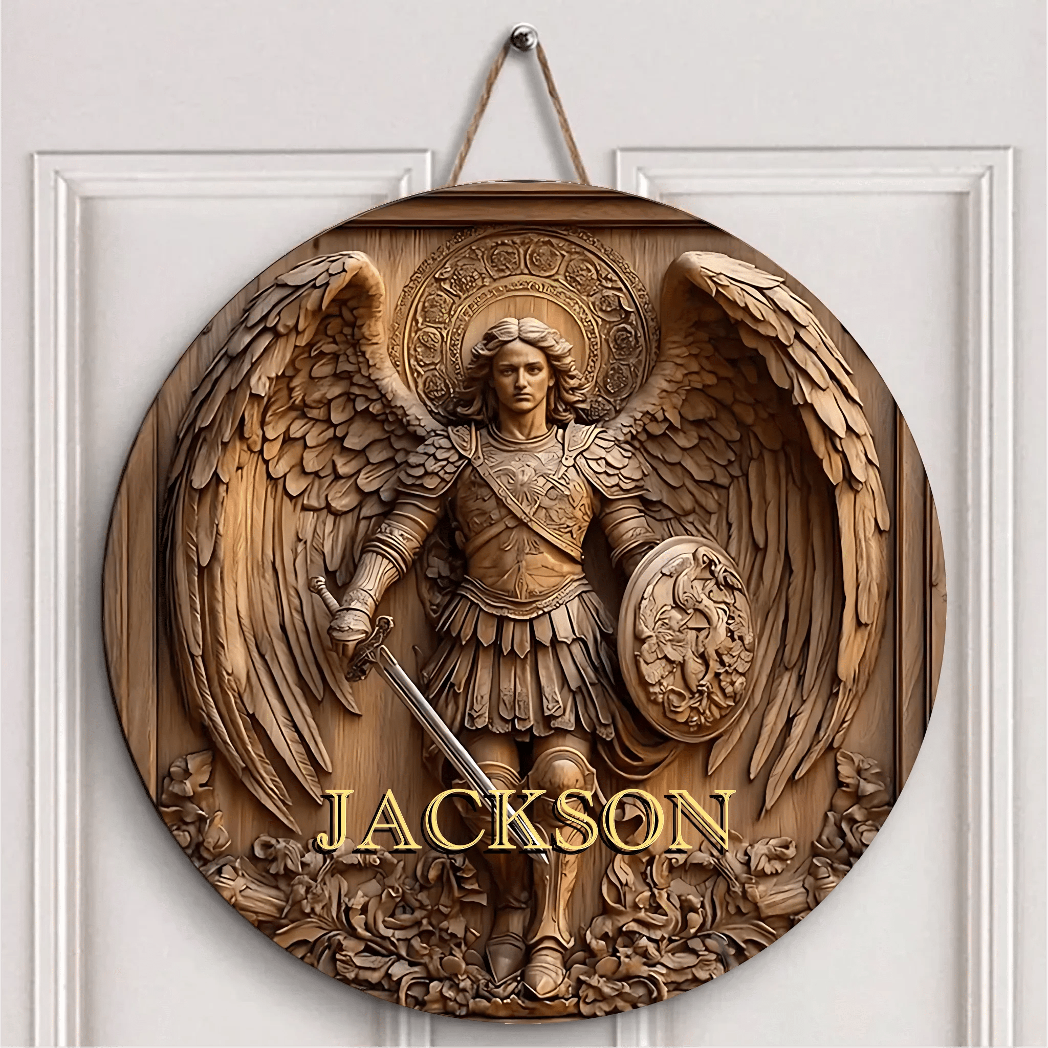 Angel Wing Warrior Customized Door Plate - Personalized Name - Retro Decoration - OLESA