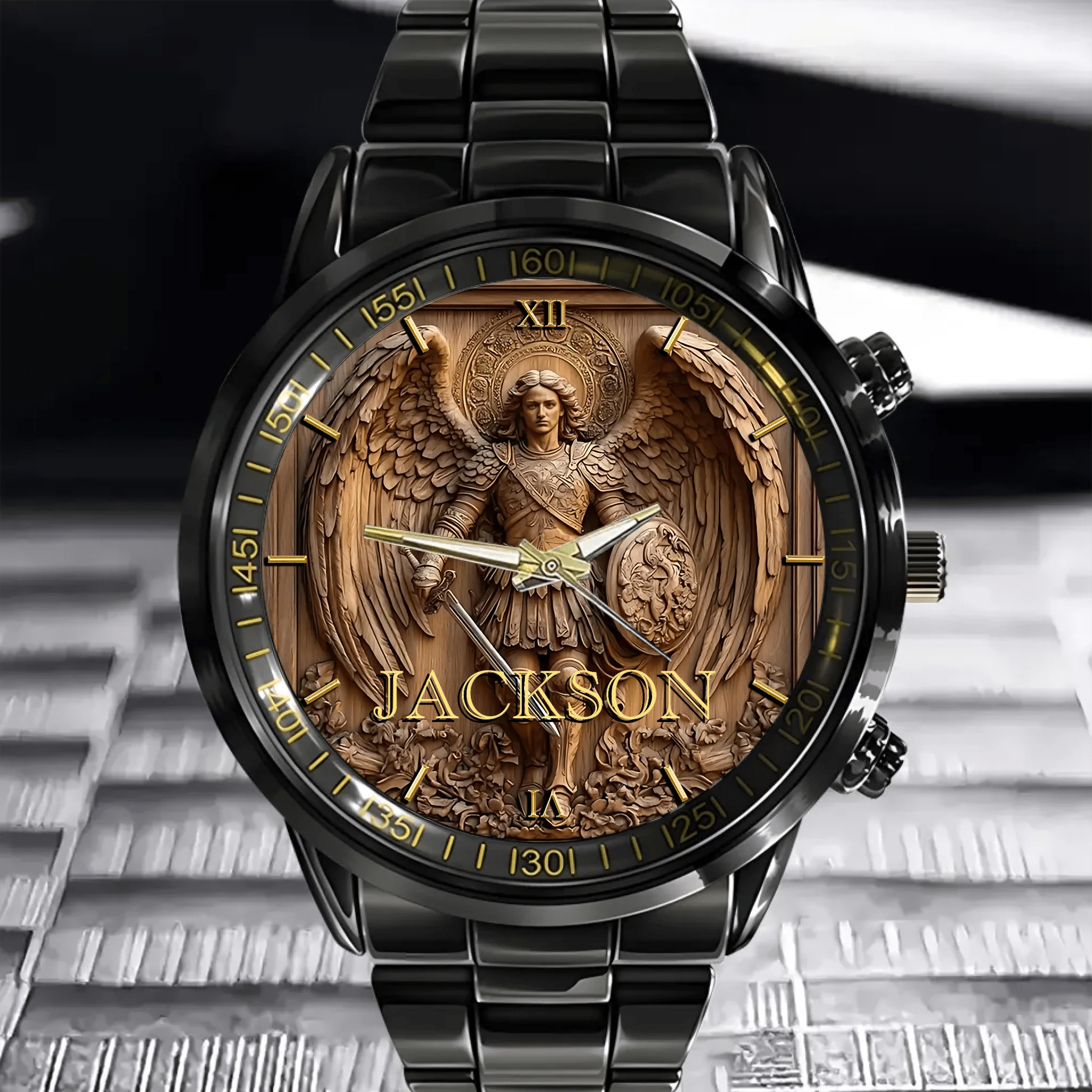 Angel Wing Warrior Customized Watch - Personalized Name - Demonstrate Courage - OLESA