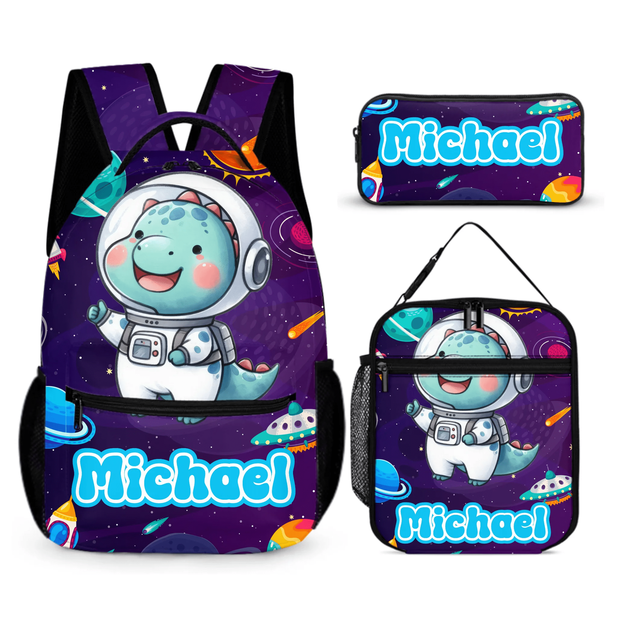 Animal Astronauts Customized Backpack - Personalized Name Anime Universe Schoolbag - OLESA