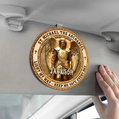 Archangel Michael Heaven’s Guardian - Personalized Name - Customized Acrylic Car Visor Clip - OLESA