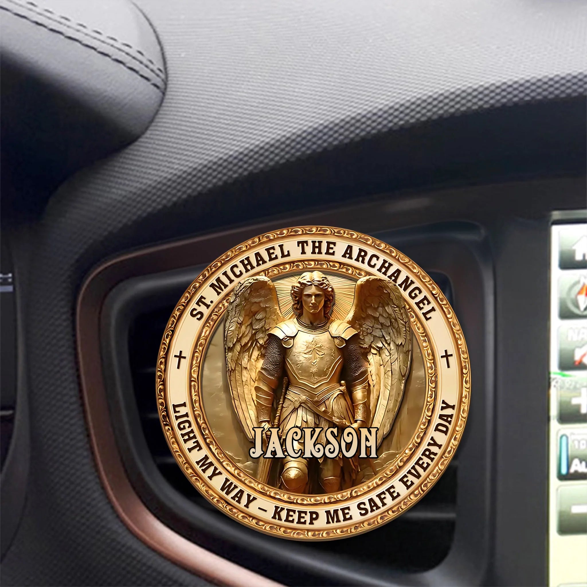 Archangel Michael Heaven’s Guardian - Personalized Name - Customized Acrylic Car Visor Clip - OLESA