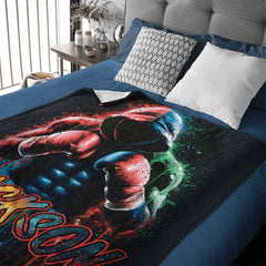 🥊Artistic Style Boxing Custom Blanket - Personalized Name - Boxing Enthusiast Gift - OLESA