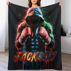 🥊Artistic Style Boxing Custom Blanket - Personalized Name - Boxing Enthusiast Gift - OLESA