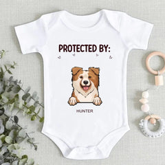 Baby Guarded by Pets Customized Clothing - Personalized Pet Breed Cartoon Patterns and Pet Names Baby Clothing - A Gift For Baby - OLESA