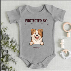Baby Guarded by Pets Customized Clothing - Personalized Pet Breed Cartoon Patterns and Pet Names Baby Clothing - A Gift For Baby - OLESA