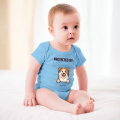Baby Guarded by Pets Customized Clothing - Personalized Pet Breed Cartoon Patterns and Pet Names Baby Clothing - A Gift For Baby - OLESA