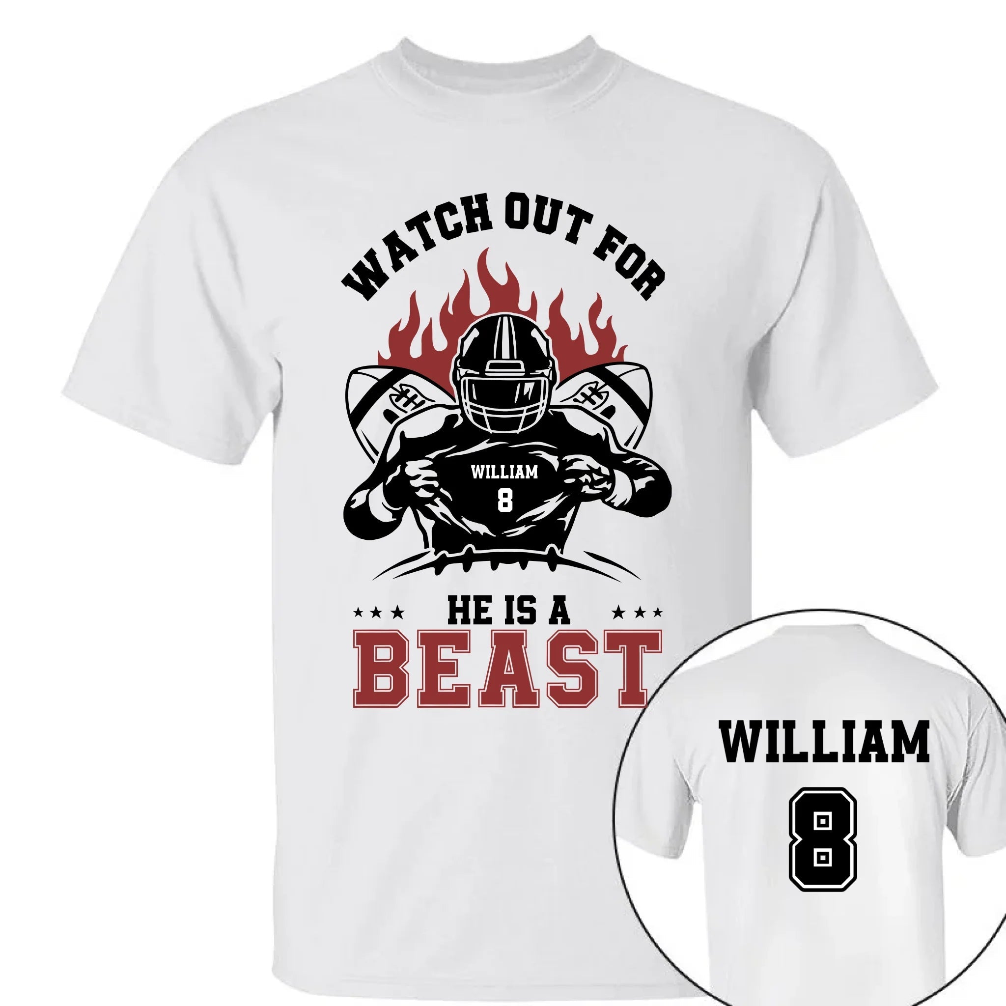 Be Careful For He's A Beast Customized Football Clothing - Personalized Name&Number - Gift For Football Players - OLESA