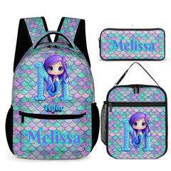 Beautiful Mermaid Letter - Personalized Kid Backpack - OLESA