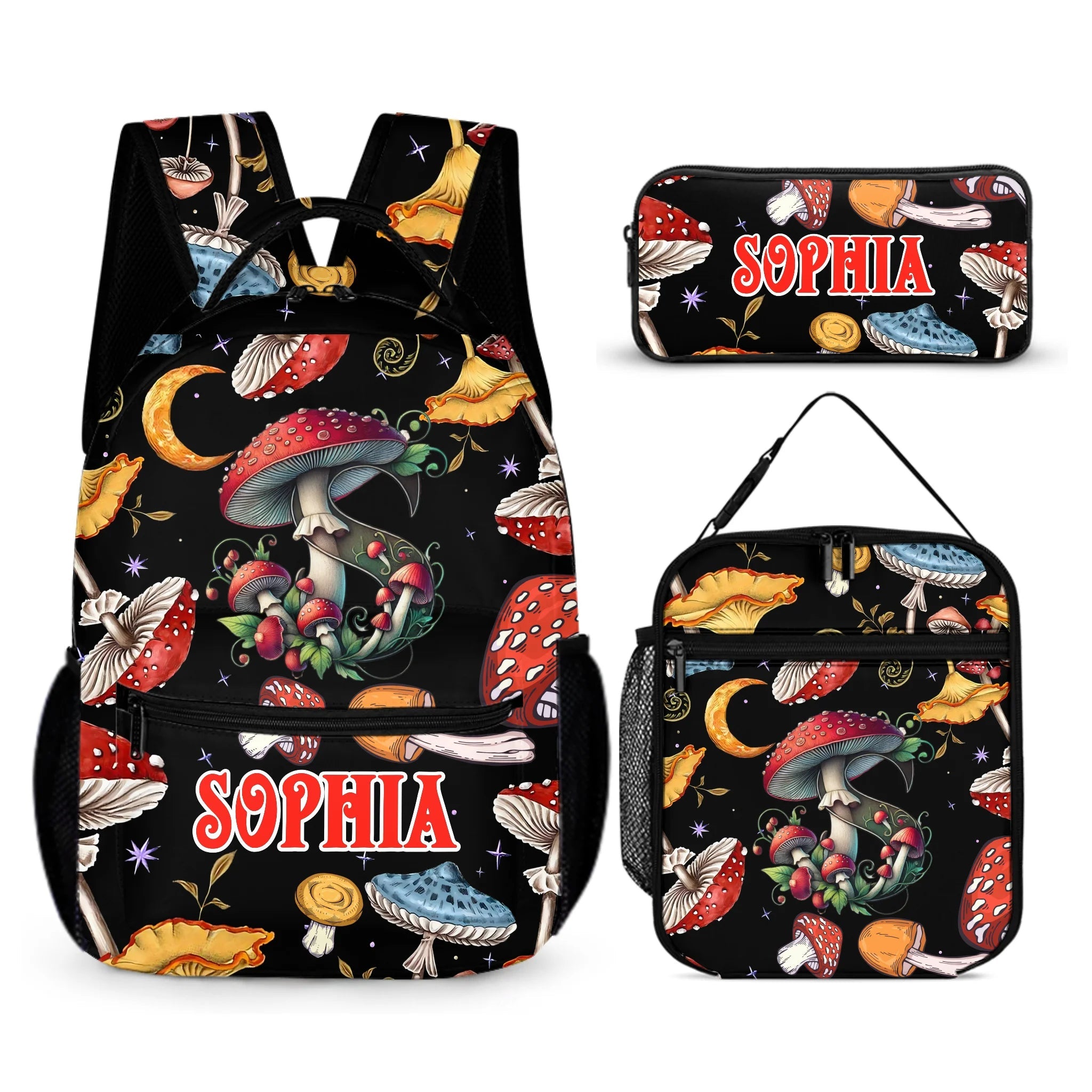 Beautiful Mushroom Name Customized Backpack - School Season Gift for Kids - OLESA
