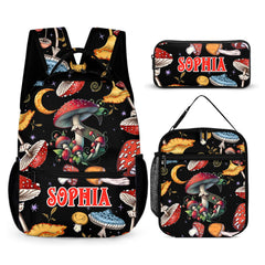Beautiful Mushroom Name Customized Backpack - School Season Gift for Kids - OLESA