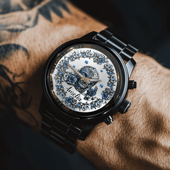 Beautiful Skull And Roses - Personalized Skull Women Watch - OLESA