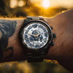 Beautiful Skull And Roses - Personalized Skull Women Watch - OLESA