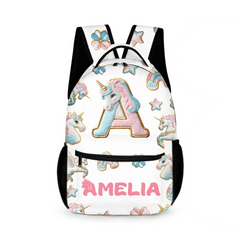 Beautiful Unicorn Alphabet - Personalized Name Backpack - OLESA