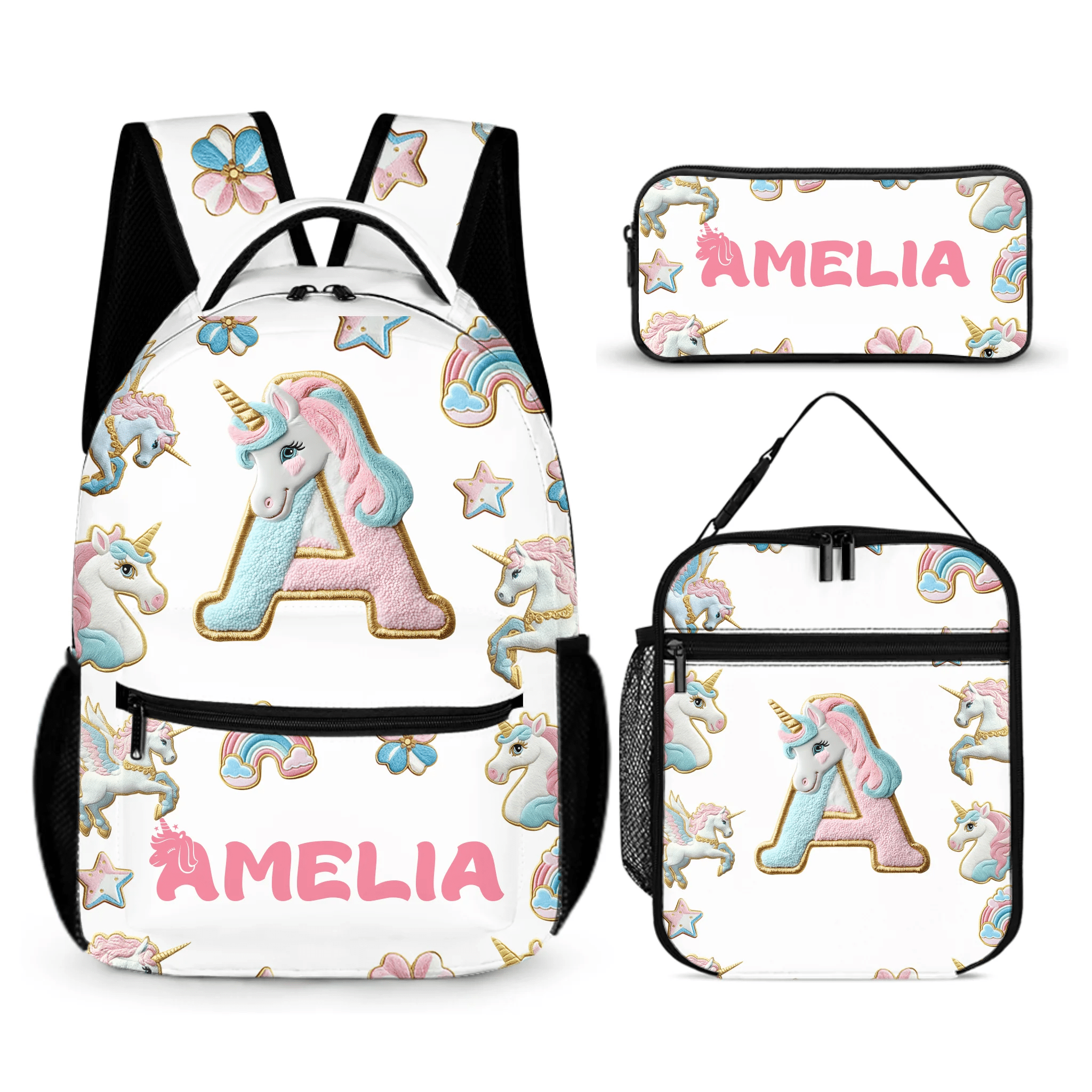 Beautiful Unicorn Alphabet - Personalized Name Backpack - OLESA