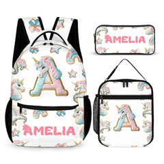 Beautiful Unicorn Alphabet - Personalized Name Backpack - OLESA