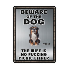 Beware Of The Dog Customized Metal Sign - Customized Dog Breeds And Names - Gift For Dog Owner, Family - OLESA