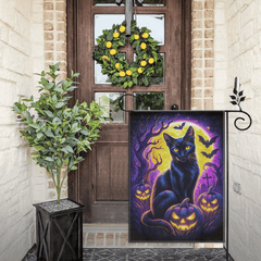 Black Cat Pumpkin Custom Garden Flag – Personalized Halloween Flag - Garden Decoration - OLESA