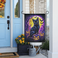 Black Cat Pumpkin Custom Garden Flag – Personalized Halloween Flag - Garden Decoration - OLESA