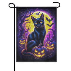Black Cat Pumpkin Custom Garden Flag – Personalized Halloween Flag - Garden Decoration - OLESA