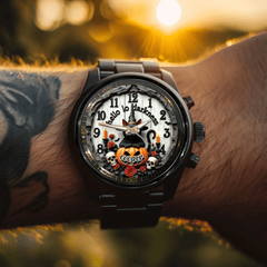 Black Cat Pumpkin Halloween Custom Watch - Personalized Name - Halloween Gifts - OLESA