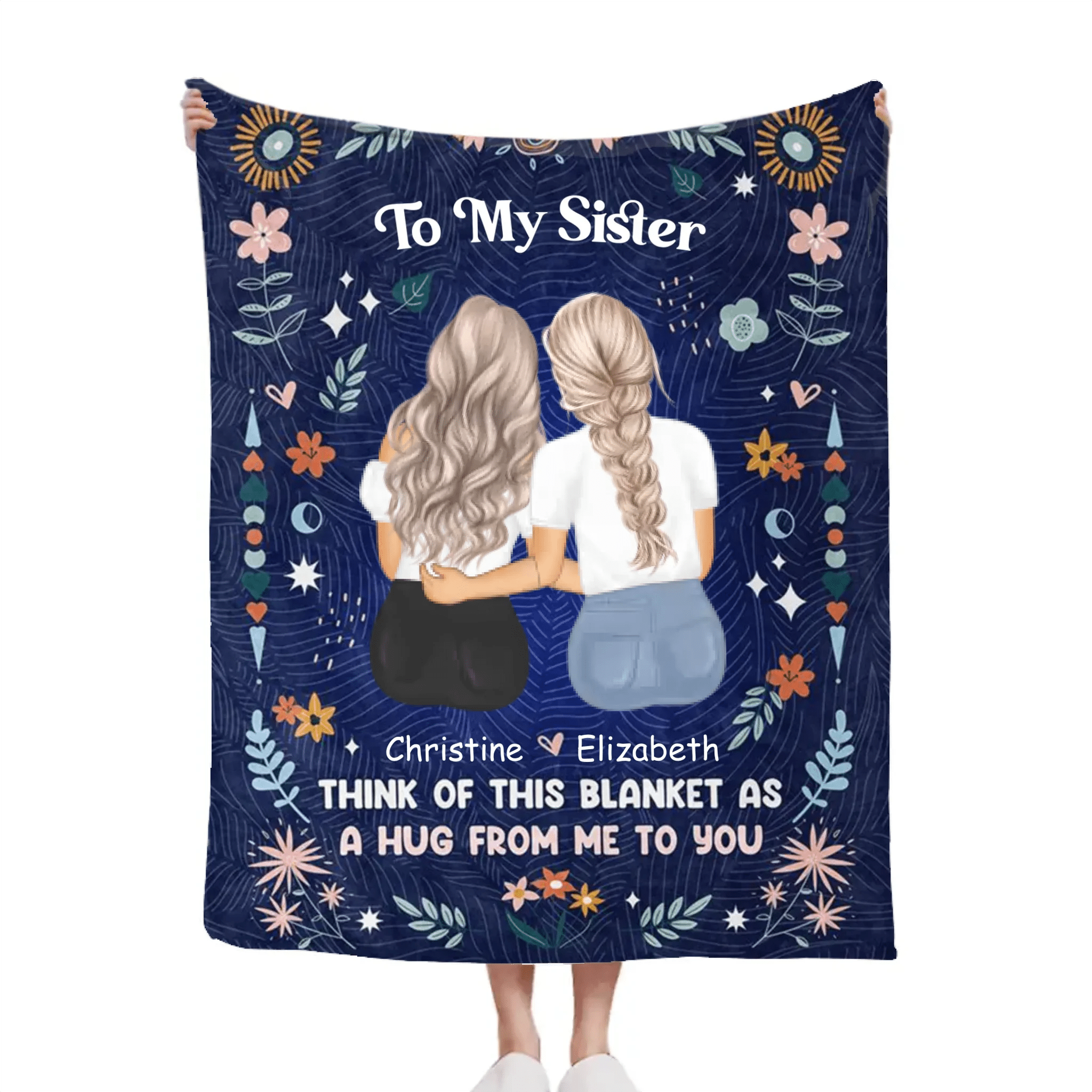 Blanket Like a Hug - Personalized Character Image Blanket - For Sisters,Best Friends,Daughter,Mother - OLESA