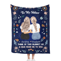 Blanket Like a Hug - Personalized Character Image Blanket - For Sisters,Best Friends,Daughter,Mother - OLESA