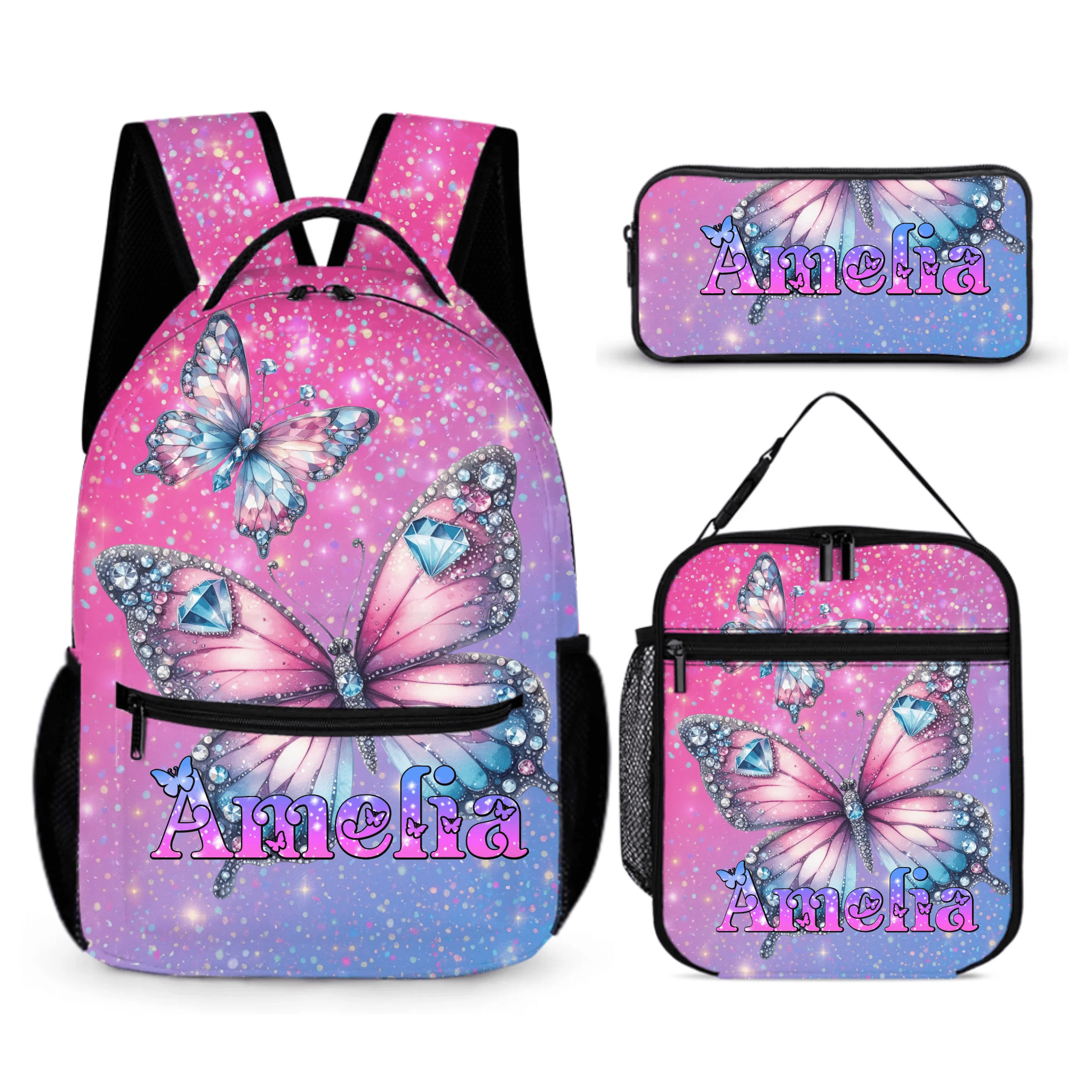 Blingbling Butterfly Customized Backpacks - Start of School Gift for Kids - OLESA