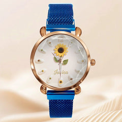 🌻Bloom Sunflower Nail Style Customized Watch - Personalized Name - Exquisite Gifts - OLESA