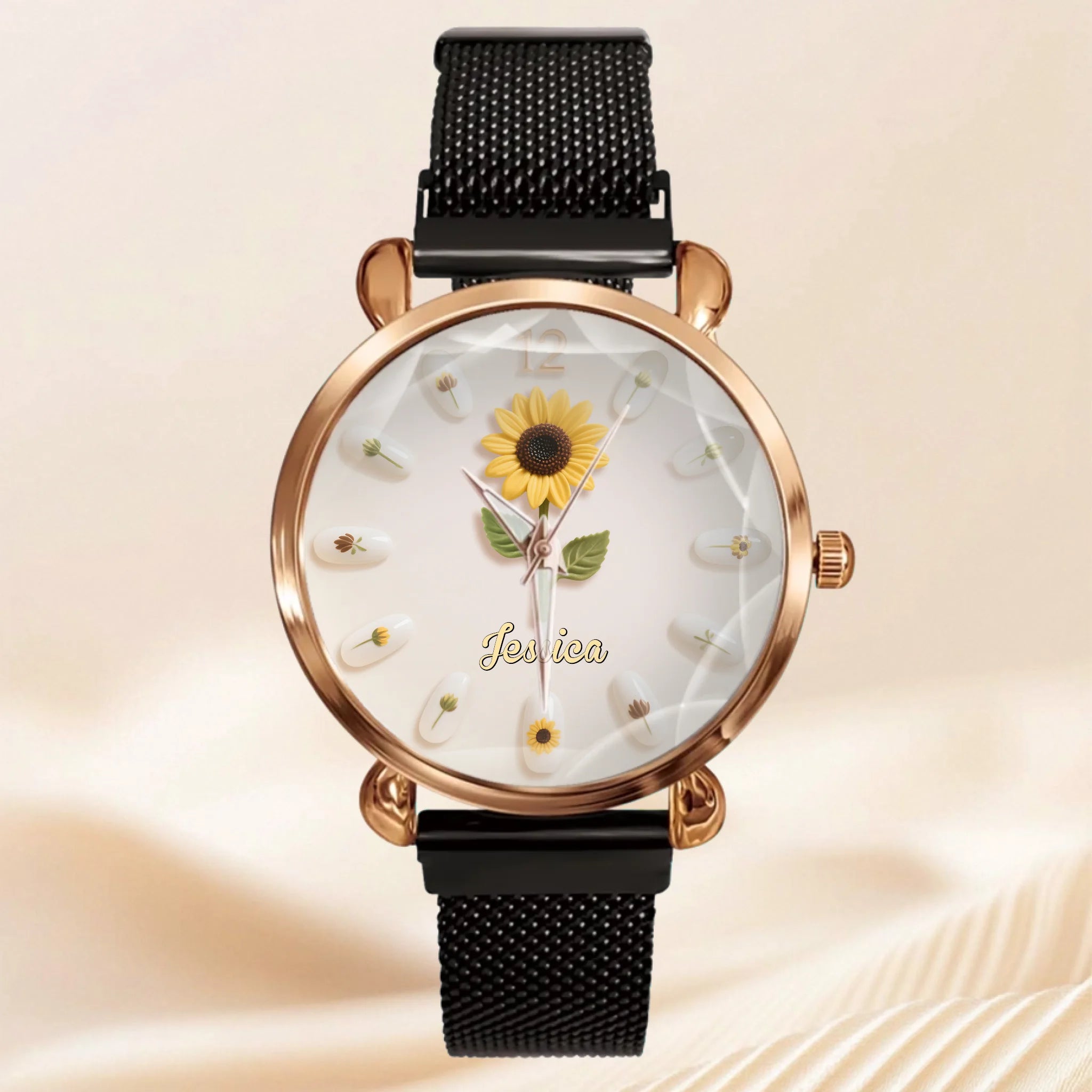 🌻Bloom Sunflower Nail Style Customized Watch - Personalized Name - Exquisite Gifts - OLESA