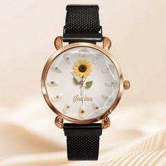 🌻Bloom Sunflower Nail Style Customized Watch - Personalized Name - Exquisite Gifts - OLESA