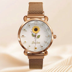🌻Bloom Sunflower Nail Style Customized Watch - Personalized Name - Exquisite Gifts - OLESA