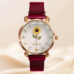 🌻Bloom Sunflower Nail Style Customized Watch - Personalized Name - Exquisite Gifts - OLESA