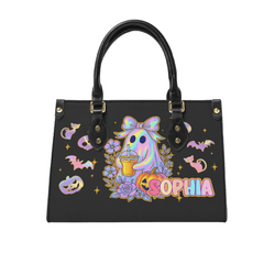 Bows Ghost Custom Halloween Tote Bag - Personalized Name Tote Bag - Halloween Celebration - OLESA