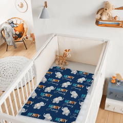 Boy Personalized Elephant Baby Blanket, Custom Name Gift for Kids - OLESA
