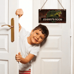 Boys Jurassic Dinosaur - Personalized Door Sign with Name - OLESA