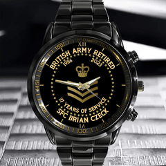 British Military Retired Custom Watch – Personalized Service Time & Name - OLESA