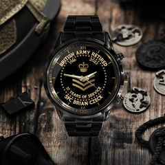 British Military Retired Custom Watch – Personalized Service Time & Name - OLESA
