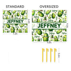 Cartoon Cucumber Pattern Beach Mat - Personalized Name Green and Fresh Style Beach Mat - Beach Fashion Item - OLESA