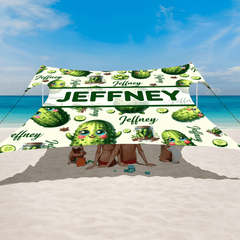 Cartoon Cucumber Pattern Beach Tent - Personalized Name - Beach Fashion Item UPF 50+ - OLESA
