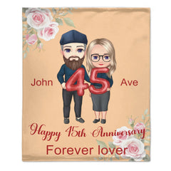 💕Cartoon Elder Couple Customized Blanket - Personalized Cartoon,Names and Texts - Valentine's Day, Wedding Anniversary Gift For Old Couple - OLESA