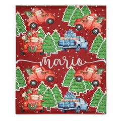 Cartoon Santa Claus Customized Christmas Blanket - Christmas Classic Red and Green Personalized Name Soft Flannel Blanket - Christmas Gift For Child - OLESA